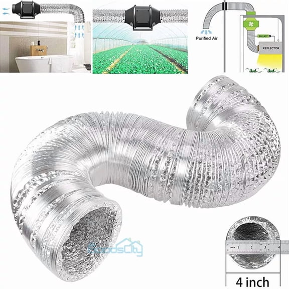 4" Inch Non-Insulated Flexible Aluminum Air Ducting Dry Ventilation Hose