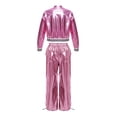 thumbnail image 4 of Haitryli Kids Girls Jazz Hip Hop Dance Outfit Metallic Long Sleeve Bomber Jacket And Pants Set Disco Party Dancewear Pink 6, 4 of 7