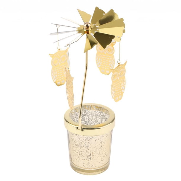 Candelabro giratorio con forma de carrusel para velas de té, decoración para bodas y Navidad Búho
