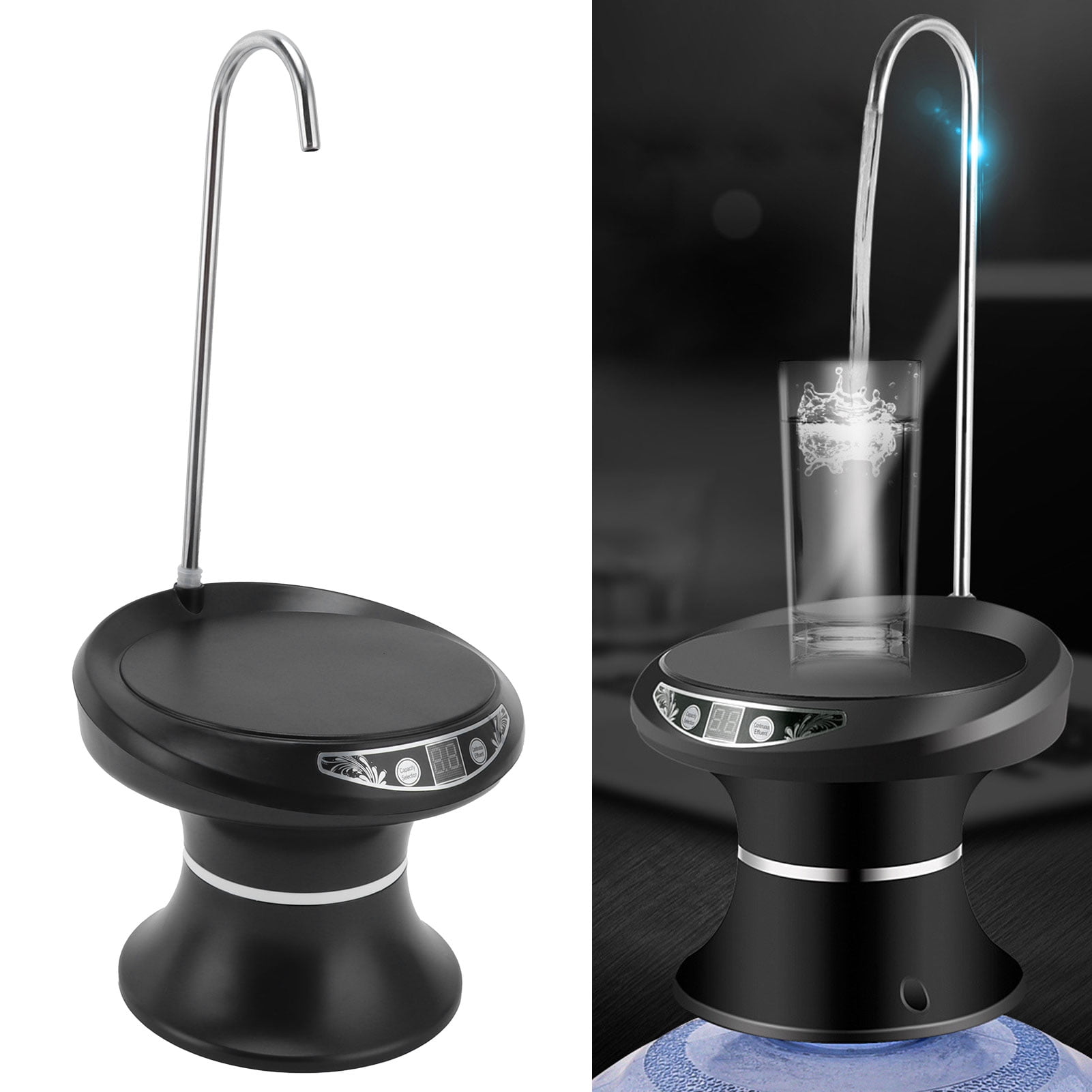 M Buder Drinking Water Dispenser Desktop Automatic Electric Bottled Water Pump for Home Office Black 5.9 inches / 15 cm