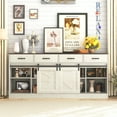 thumbnail image 4 of Farmhouse Buffet Cabinet, 70” Large Sideboard Cabinet with 3 Drawer, Rustic Storage Cabinets with Sliding Barn Door, Coffee Bar for Dinning Room, Kitchen, Hallway, and Living Room, White, 4 of 9