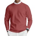thumbnail image 2 of Dwelliawo Mens Sweater Crewneck Ribbed Sweater Lightweight Knit Slim Fit Dress Sweaters Thick Pullover Sweater Pullover Sweaters Clearance Vermilion M, 2 of 7