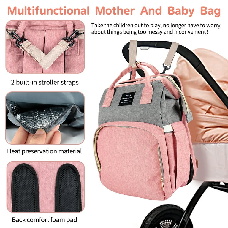 4In1 Multi-Purpose Baby Diapers Bag (Waterproof) With Portable Bed