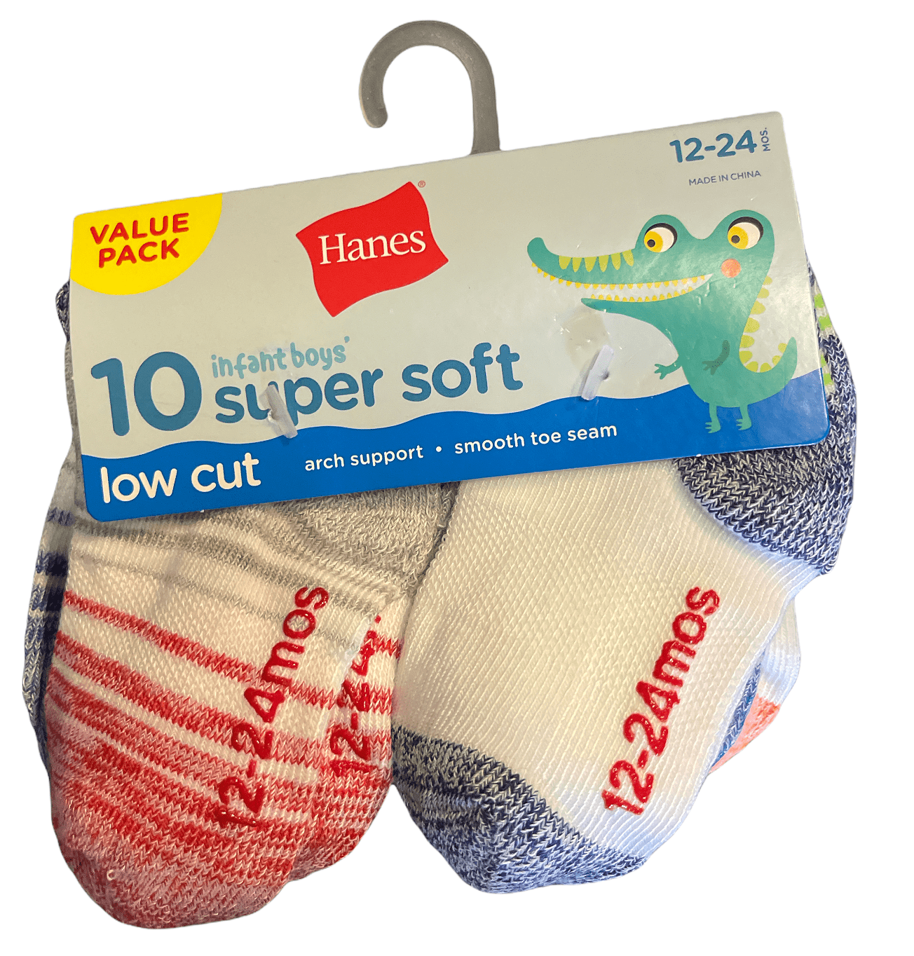 Hanes Baby Toddler Boys Super Soft Low Cut Socks, 10Pack