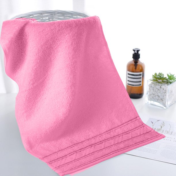 Toalla De Algodón, Toalla De Baño Suave Y Absorbente, Tejido De Secado Rápido, Secado Suave Para Rostro Y Cuerpo, Ideal Para El Hogar Y El Gimnasio, Color Rosa