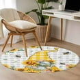 thumbnail image 5 of Round Rugs 4 Ft, Gnomes Non Slip Area Rugs for Kitchen Bedroom Entryway, Vintage Yellow Sunflower Summer Bee Grey Plaid Washable Carpet Runner Rug Floor Mats for Bedroom Home Decor, 5 of 9