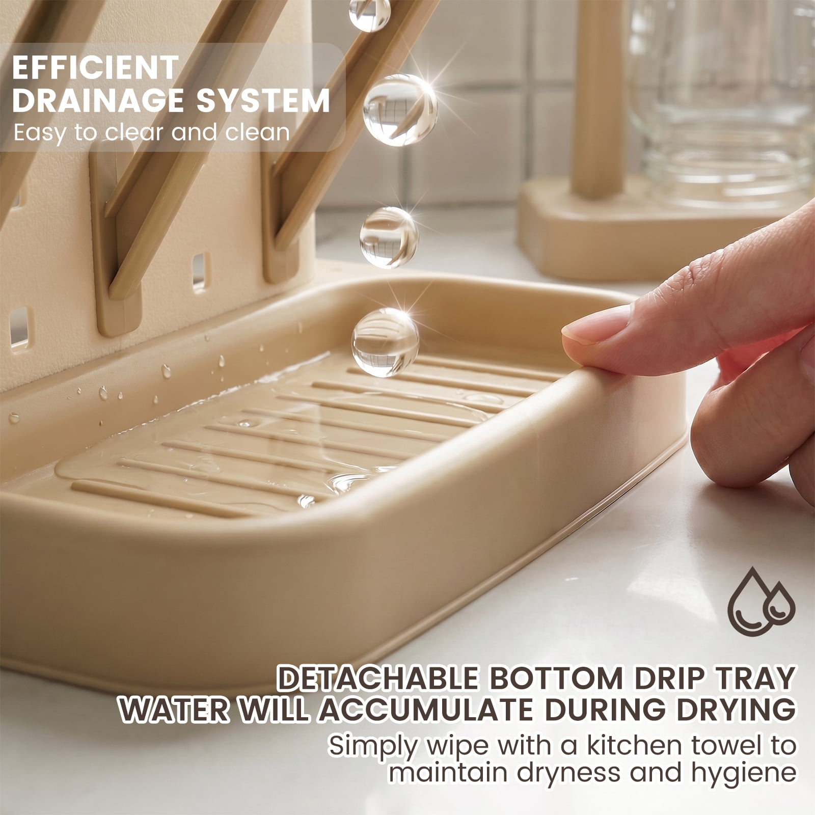 Bottle Drying Rack with 20 Hooks Space Saving Kitchen Bottles Rack Dryer Vertical Bottle Holder Organizer for Countertop Storage Accessories
