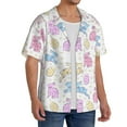 thumbnail image 4 of Vsdgher Easter Colorful Rabbit Print Men's Wrinkle Free Untucked Cuban Shirt Business Casual Button Down Shirts Short Sleeve Shirt, 4 of 7