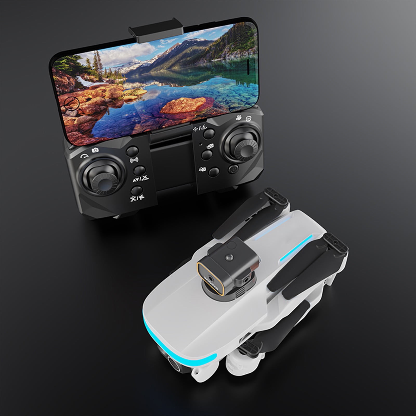 Drone with High-Definition Dual Camera, One Click Takeoff And Landing, 540°Intelligent Obstacle Avoidance Remote Control Toys Gifts for Adults