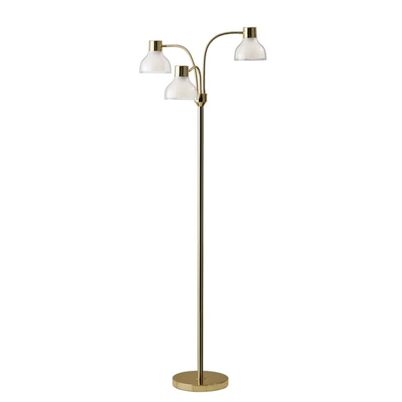Adesso 3566-04 Presley 3-Arm Floor Lamp, 69 in., 3 X 40W Incandescent/ 13W CFL, Shiny Gold, 1 Indoor Lighting