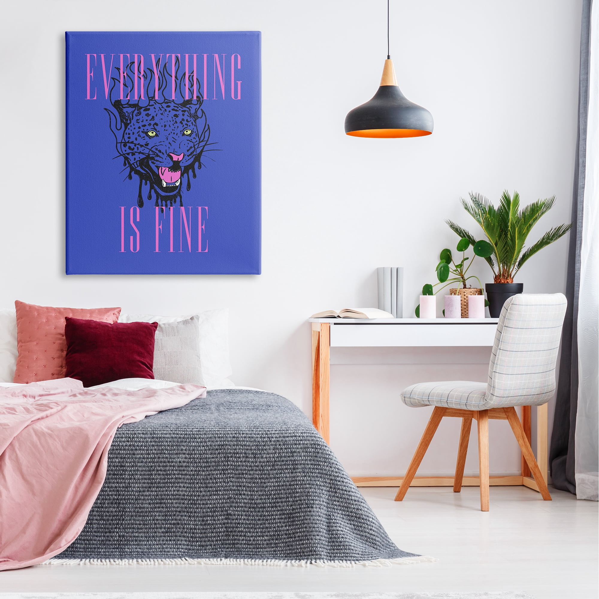 Stupell Industries Everything is Fine Leopard Animals & Insects Painting Gallery Wrapped Canvas Art Print Wall Art, 36 x 48