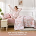 thumbnail image 6 of OKKEEY Pink Rose Floral Full Comforter Set, 6-Piece Bed in a Bag with Flowers Print, Soft Microfiber All-Season Bedding with Comforter, Flat Sheet, Fitted Sheet, 6 of 10