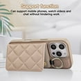 thumbnail image 3 of Back Case for iPhone 16 Pro, Stylish Slim Fit Card Holder Kickstand Finger Ring Crossbody Strap, PU Leather + TPU Durable Shockproof Protective Phone Case Cover for Women Girls - Khaki, 3 of 6