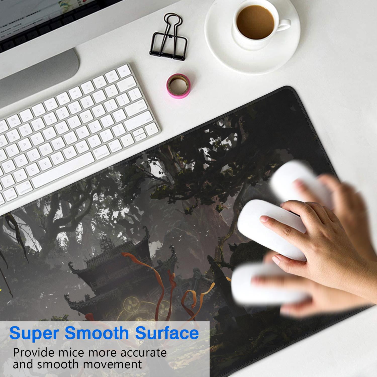 Wukong Gaming Mouse Pad Non Slip Cool Rubber Mousepads for Table Desk Ancient Buildings, Deep in the Forest Mousepad Gaming for Computer Wireless Mouse Decoration (31.5x15.7in)