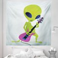 thumbnail image 1 of Popstar Party Tapestry, Cartoon Alien Character Playing Electric Guitar Music Monster, Fabric Wall Hanging Decor for Bedroom Living Room Dorm, 5 Sizes, Apple Green Navy Blue, by Ambesonne, 1 of 1