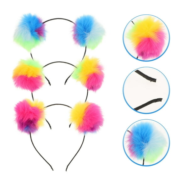 MLINS 3-Pack Fuzzy Headbands for Women, Assorted Colors, Trendy Costume Accessories Ideal for Parties, Festivals, and Everyday Wear