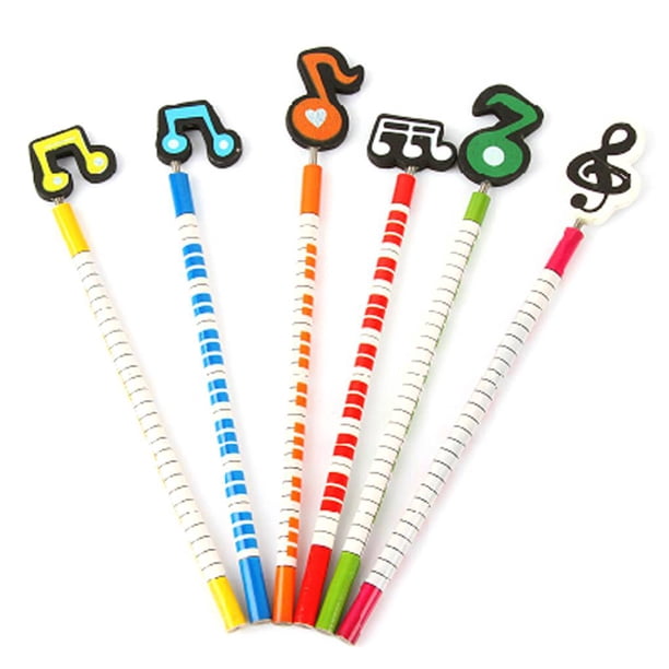 Seitruly ZHUTING, 6 uds., notas musicales de dibujos animados, coloridos lápices de para niños y estudiantes, papelería, Color Suministros de escritura y corrección