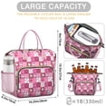 thumbnail image 5 of Pink Plaid Baseball Pattern Womens Lunch Box for Work,Insulated Large Lunch Bag for Tween and Teen,Loncheras Para Mujer,Leakproof Adult Lunch Bag for Work,Beach,Travel,Picnic,Camping, 5 of 7