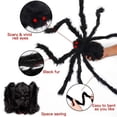 thumbnail image 3 of Halloween Decorations Outdoor Giant 125cm Black Plush Spider Prop Realistic Spider with Red Eyes Poseable Legs Party Scary Decor for Yard, 3 of 7