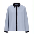 thumbnail image 5 of Ailaofu Womens 2026 Color Block Long Sleeve Button Down Lapel Tops Casual Fashion Blouse, 5 of 6