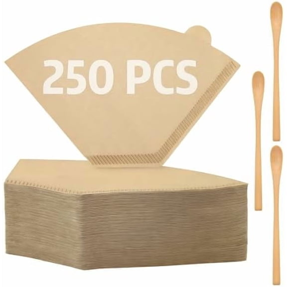 250 Count #4 Coffee Filter 8-12 cup, Disposable Cone Coffee Filters For Pour Over and Drip Coffee Maker