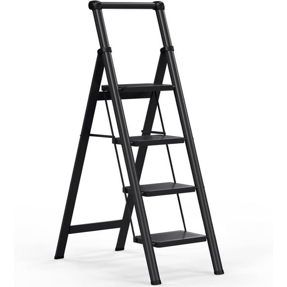 4 Step Ladder, 4 Step Stool Folding Step Stool with Handrails, Sturdy Step Stool for Adult, Gorilla Ladders 500LBS Capacity Sturdy& Portable Ladder for Home Kitchen Library Office