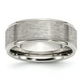thumbnail image 1 of Stainless Steel Ridged Edge 8mm Brushed and Polished Band Size: 8; for Adults and Teens; for Women and Men, 1 of 5
