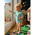 thumbnail image 5 of BemeyourBBs Newborn Baby Boy Golf Outfit Infant Baby Boys Summer Clothes Waffled Bubble Romper Golf Themed Embroidery Striped Short Sleeve Bodysuit One Piece Jumpsuit, 5 of 8