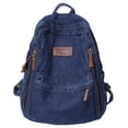 thumbnail image 1 of Mochila Sanmu Denim de estilo casual de piel sintética azul a la moda, 1 of 4