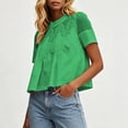 thumbnail image 4 of Guluxicc Women's Lace Shirts Loose Short Sleeve Mock Neck Basic Tops for Summer Casual Outfits, 4 of 6