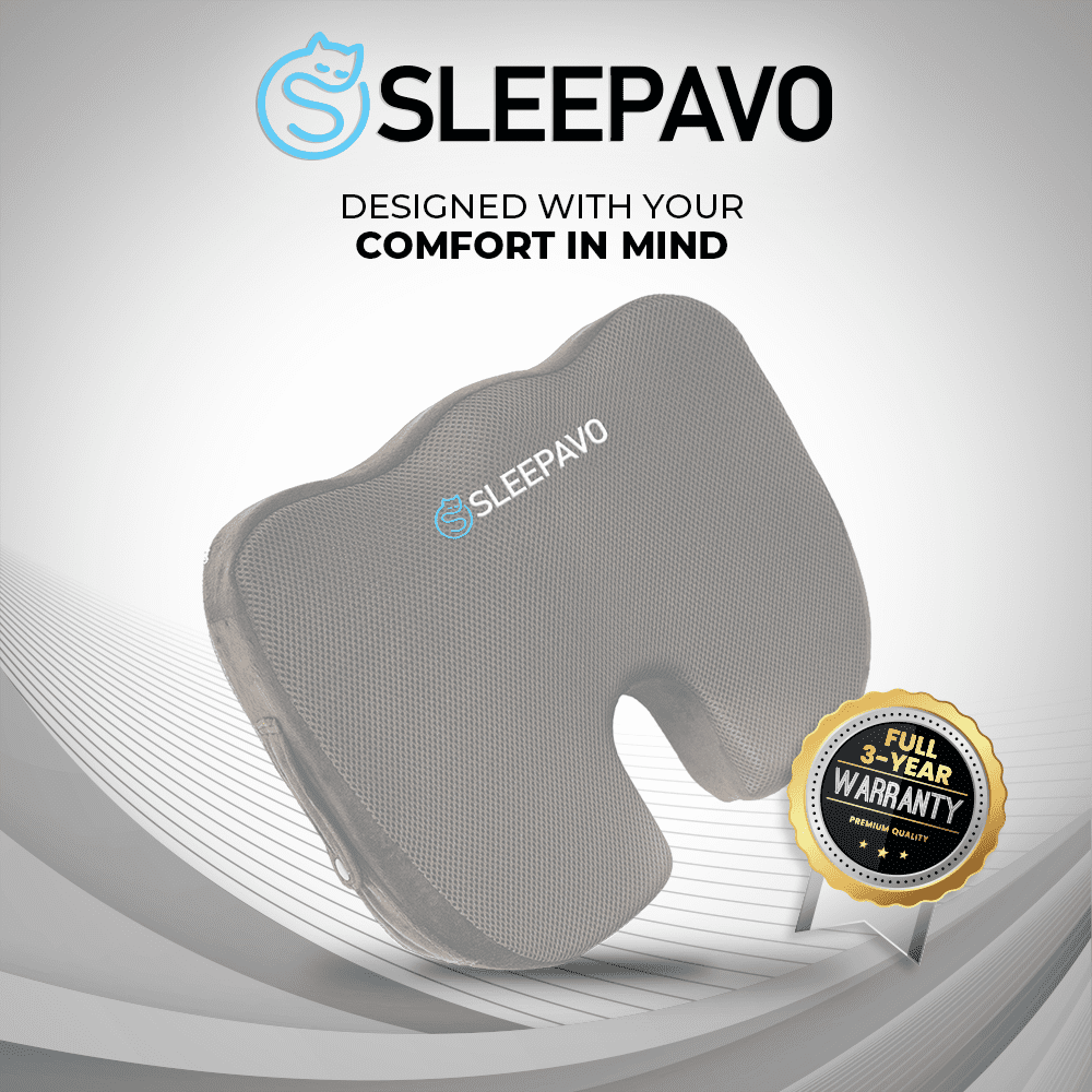 Sleepavo Memory Foam Seat Cushion for Office Chair-Orthopedic Back and Butt  Pillow for Sciatica Tailbone Coccyx Hip Pain Relief for Sitting, Gaming