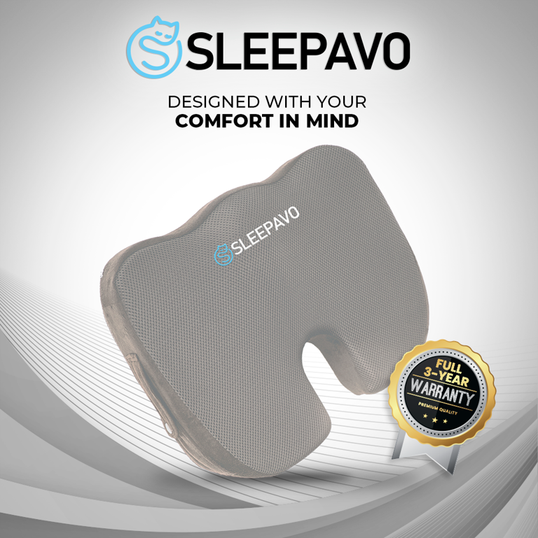 Sleepavo Black Memory Foam Seat Cushion for Office Chair - Cooling Gel  Pillow for Sciatica Coccyx Back Tailbone, Lower Back Pain Relief - Chair  Pad