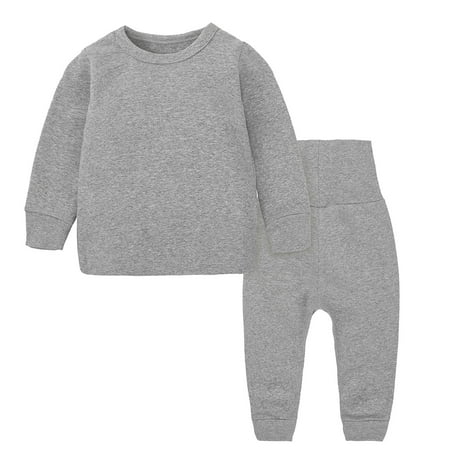 

QYZEU Newborns Baby Boy Clothes Baby Boy Knitted Outfits Toddler Kids Baby Boy Girl Clothes Unisex Solid Sweatsuit Long Sleeve Warm Fleece Pullover Tops Hight Waist Pants Set Fall Winter Pajamas Outf