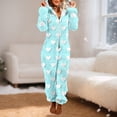 thumbnail image 3 of REALiKUN Women's Valentine Fuzzy Onesie, Hooded Zip-Up One-Piece Pajamas, Date Night & Honeymoon Jumpsuit, 3 of 5