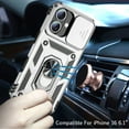 thumbnail image 2 of For Apple iPhone 16 (6.1") Shockproof Edge Bumper with Stand, Camera Lens Protection & 360° Rotate Ring Kickstand Cover ,Xpm Phone Case [ Silver ], 2 of 10