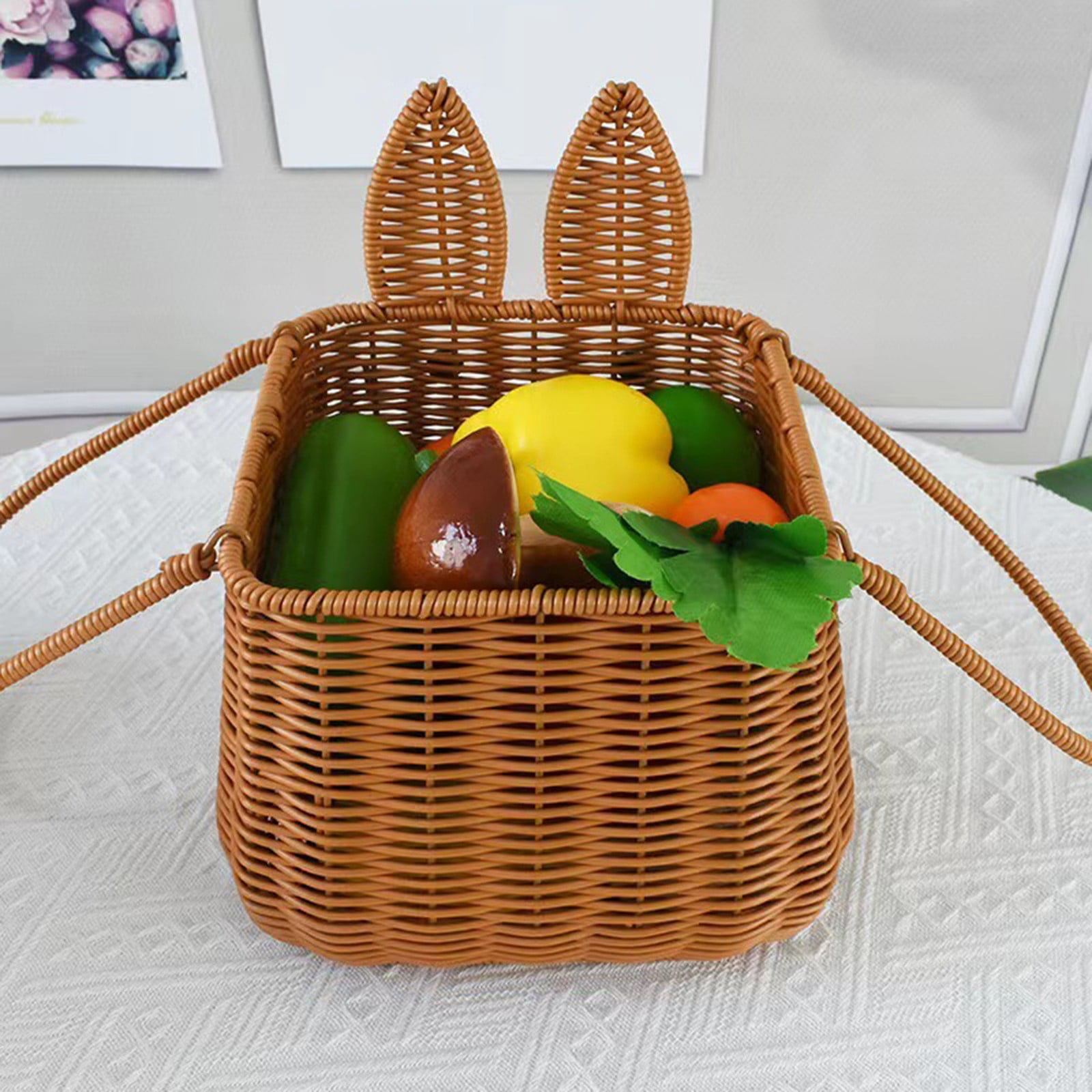 S Smaller Hand-Woven Easter Storage Basket For Snacks Eggs Candy Gift Giving Home Organization Decoration 6.3X6.3X6.3In