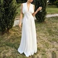 thumbnail image 4 of Miluxas Women's Maxi Dress Deep V Neck Sleeveless Pleated Waist Long Dress formal Evening Gown Elegant Wedding Guest Cocktail Party Dress White, 4 of 8