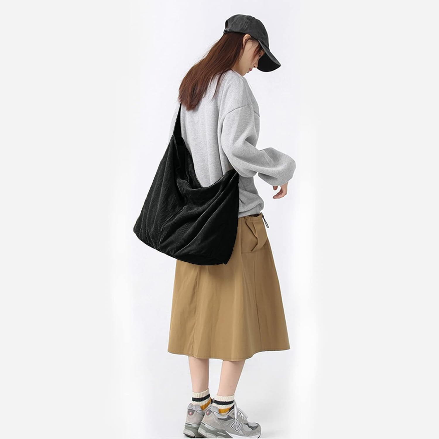 Unisex Corduroy Shoulder Bag - Large Shopper Tote For Everyday, Office, School & Travel