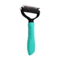 thumbnail image 3 of FEOLGEHLY Pet Dematting Comb for Dogs Cats - Stainless Steel Undercoat Rake Deshedding Brush with Rounded Tips for Gentle Pet Grooming, Non-Slip Handle, for Long Short Hair (Green), 3 of 7