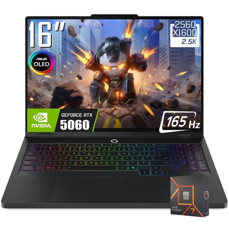 Lenovo Legion Pro 5 Gaming Laptop, 16" 2560 x 1600 2.5K 165Hz OLED Display, AMD Ryzen 7 8745HX, NVIDIA GeForce RTX 5060 8GB GDDR7, RGB Backlit KB, Win11 Home(16GB DDR5 + 512GB SSD)