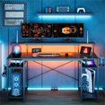 thumbnail image 1 of Bestier 55" Gaming Desk with LED Light & Monitor Stand Computer Desk Corner Desk for Home Office, Black Carbon Fiber, 1 of 8