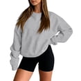 thumbnail image 5 of 2 Piece Lounge Sets for Women Casual Sweatsuits Crew Neck Oversized Sweatshirt & Wide Leg Pants Soft Fleece Lining Workout Airport Matching Set Tracksuit Fall Winter Outfits, 5 of 7
