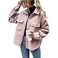 thumbnail image 2 of Chaqueta de Mezcla de Lana con Botones y Larga para Mujer, de Gran Tamaño Rosa S, 2 of 7