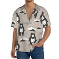 thumbnail image 3 of Honeii 's Cartoon Bear Brown for men's short-sleeved button-up collared shirt featuring a pocket, perfect for beach vacations, and travel adventures., 3 of 5