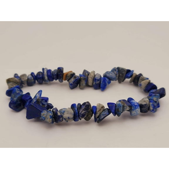 Lapis Lazuli Chip Bracelet Handmade Genuine Crystal Stretch Bracelet