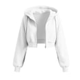 thumbnail image 4 of ZOYOEN Girls Cropped Zip Up Hoodie- Casual Fall Long Sleeve Fashion Kids Track Jacket White Size 6 Years, 4 of 6