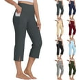 thumbnail image 2 of Yuanlook Women's High Waist Capri Leggings, Ultra-Soft Fabric with Phone Pocket & Side Slit, All-Day Wear, S-XXL, 2 of 9