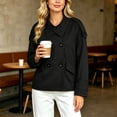 thumbnail image 3 of TGSLY Women's Fall Cropped Trench Coats Lightweight Notched Lapel Double Breasted Button Jacket Casual Solid Color Long Sleeve Outerwear with Pockets L, 3 of 10