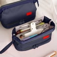 thumbnail image 4 of Hyknon Large Capacity Pencil Case Pen Pouch, Multi-layered Pencil Holder, Simple Stationery Bag with Zipper, Storage Slots Pen Pouch for Women Adult, Portable Storage Bag for Makeup College, Navy, 4 of 6