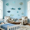 thumbnail image 3 of 10-Piece Wooden Nautical Fish Wall Decor Set - Beach Theme Bathroom/Home Hanging Art, Blue Coastal Sea Creature Wall Decor for Coastal Living Room Decor (Gifts), 3 of 8
